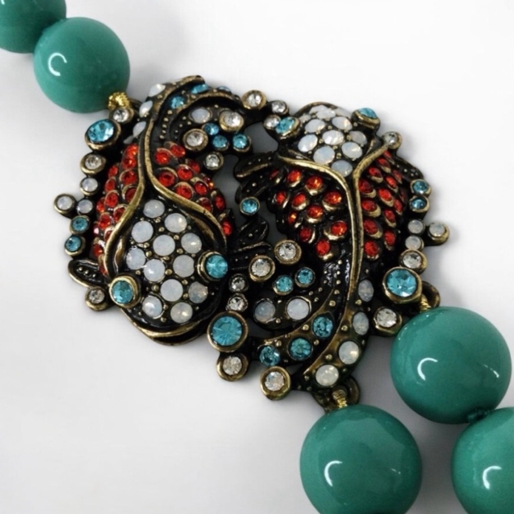 Heidi Daus "Koi Fish" necklace Elegant Fish Motif Necklace with Turquoise Beads